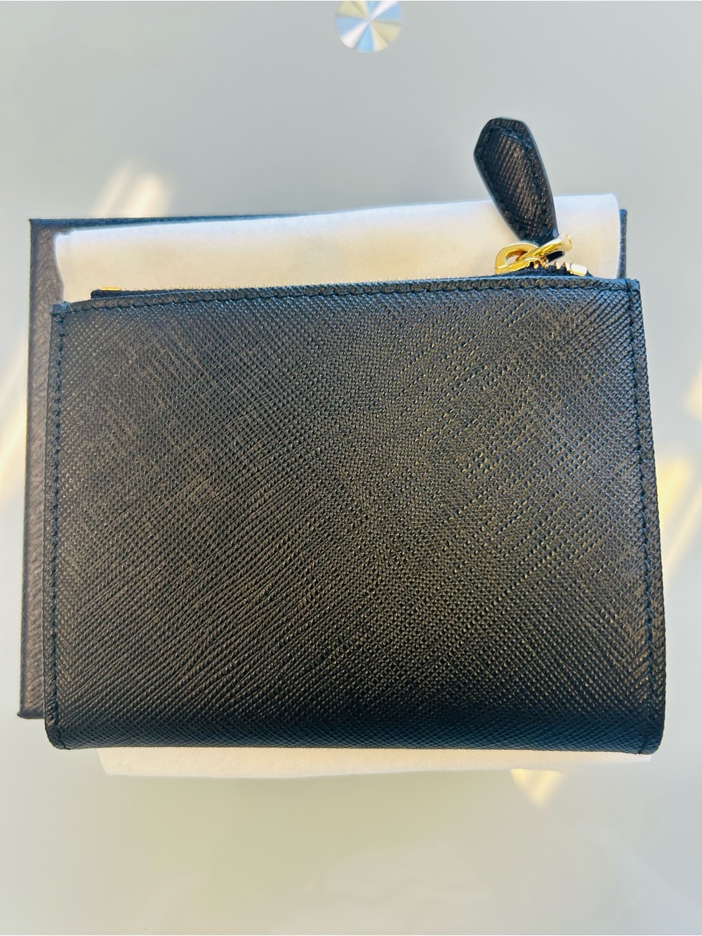 Authentic Prada Small Saffiano Leather Wallet  with gold-tone hardware. - Picture 2 of 7
